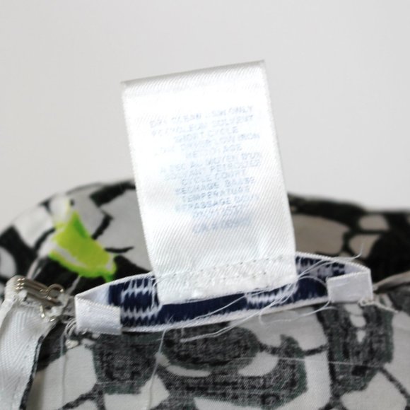 Oscar de la Renta Cotton Poplin Black White Green Floral A-Line Dress 4 - Picture 8 of 8